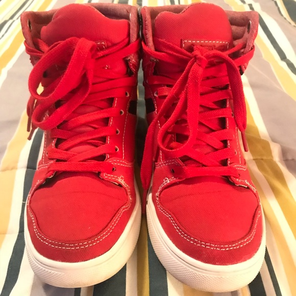 red high top sneakers